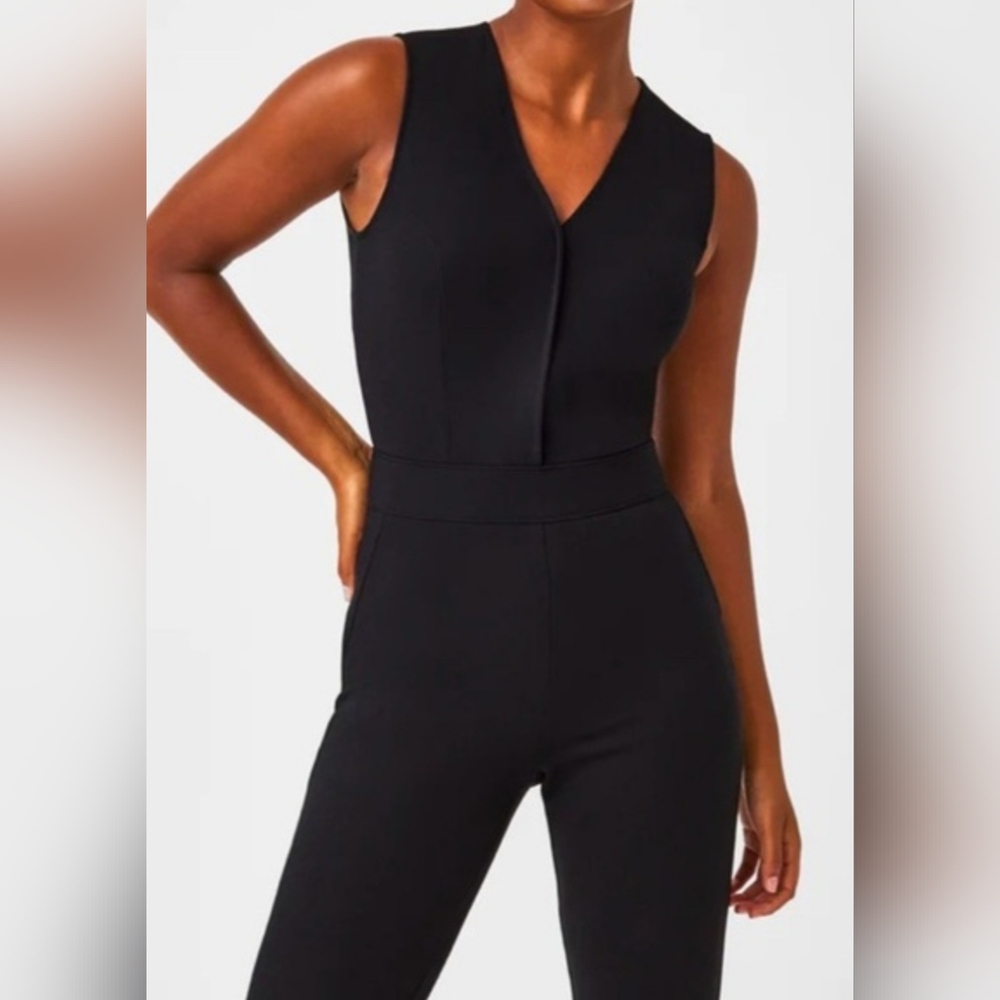 SPANX Perfect Sleeveless Jumpsuit In Black Size Large Tall - Picture 10 of 11